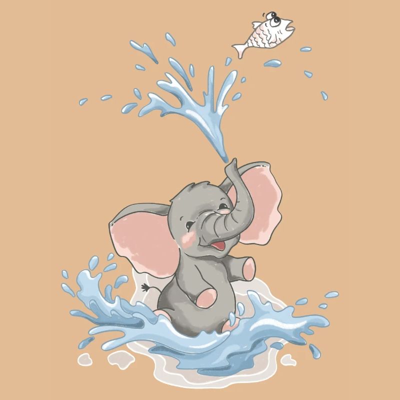 Bébé éléphant Éléphant Éclaboussure d’eau Eau Baignée d’été