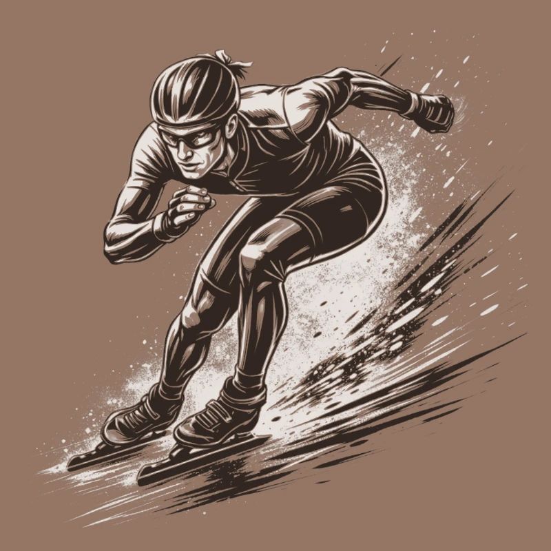 Speed skaters in full dynamics