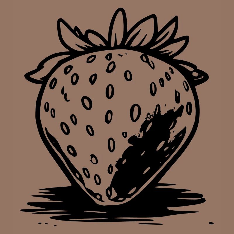 Strawberry comic style black and white