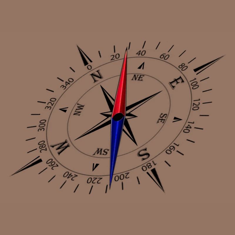 Compass with perspective and black scale