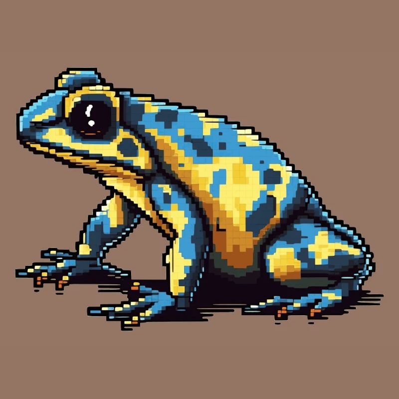 Farbenfroher Retro Pixel Pfeilgiftfrosch in 8 Bit