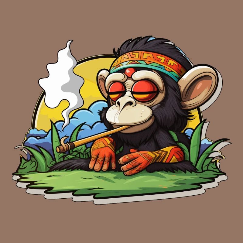 Smoking monkey enjoying getting high