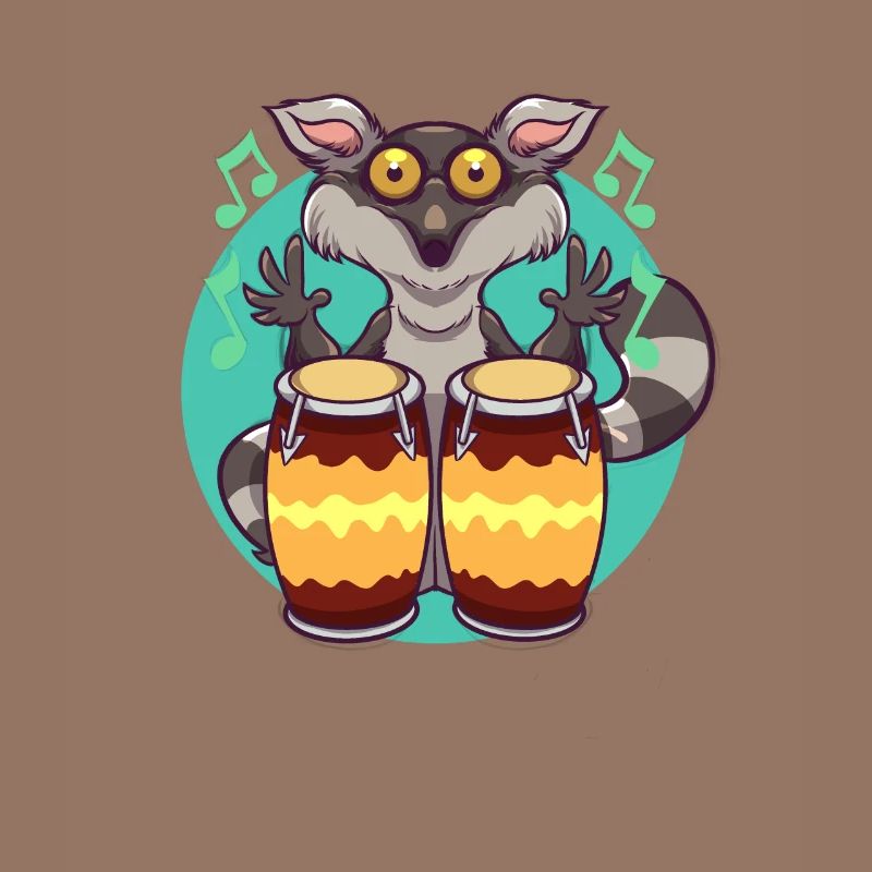Comic Lemur joue des percussions