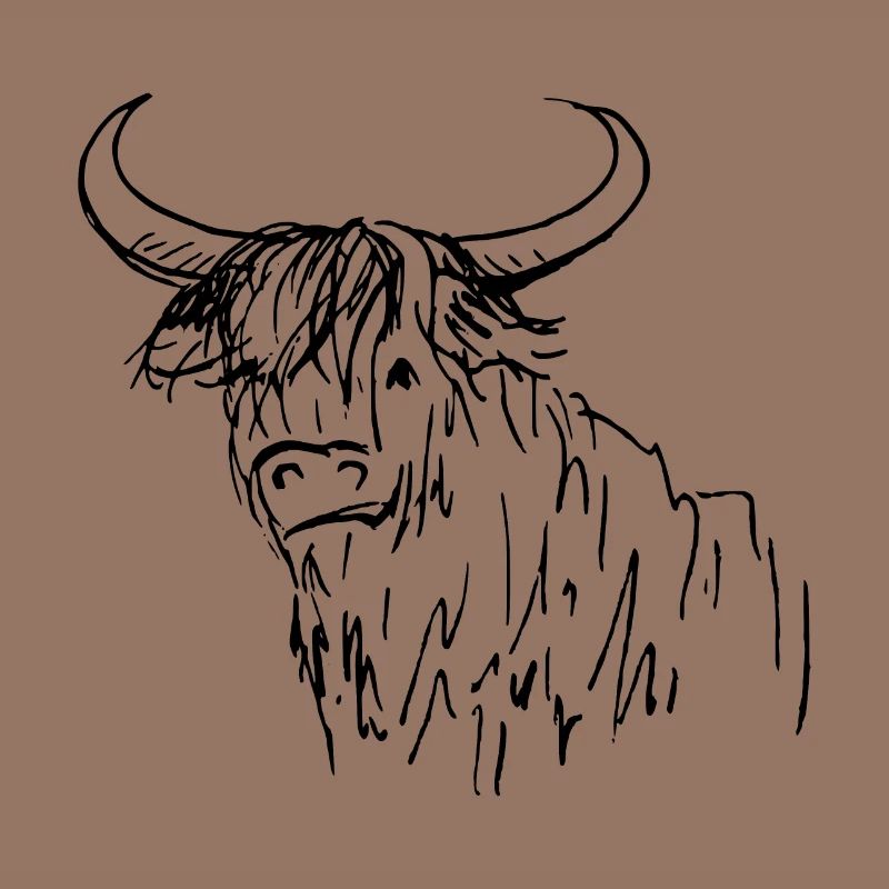 dessin au trait highlander écossais difficile 02