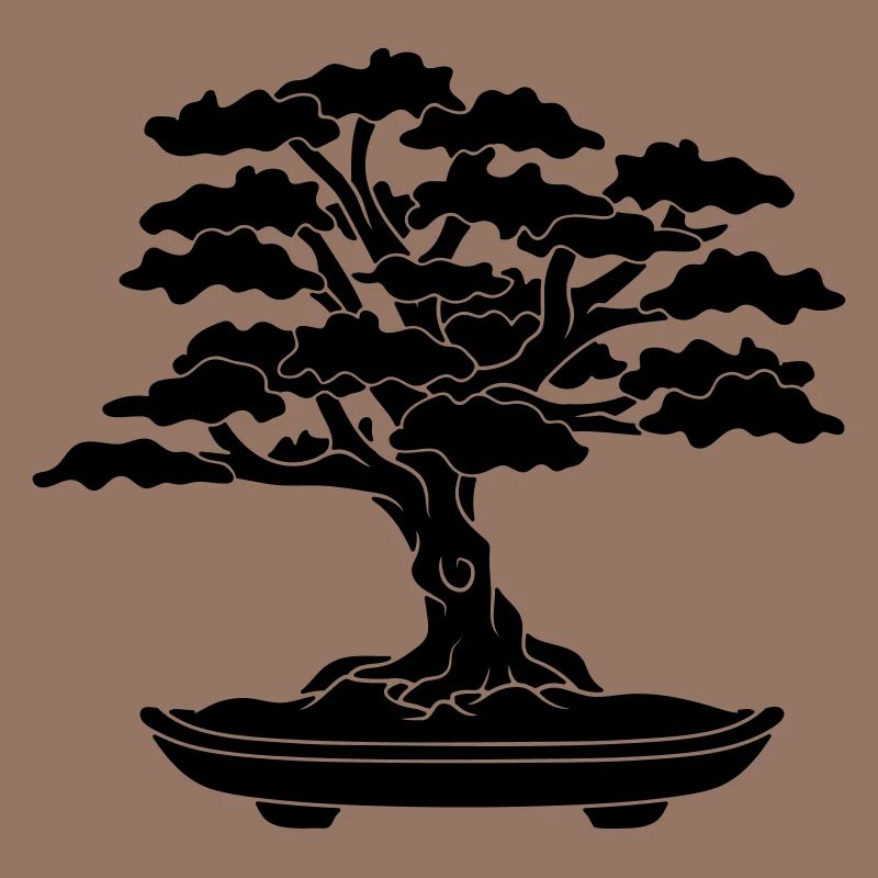 schwarzes comic baeumchen mini bonsai blaetter aes