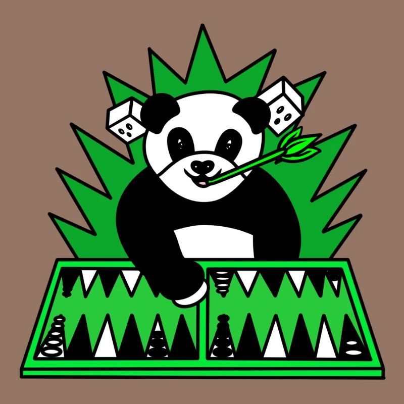 Funny panda play backgammon