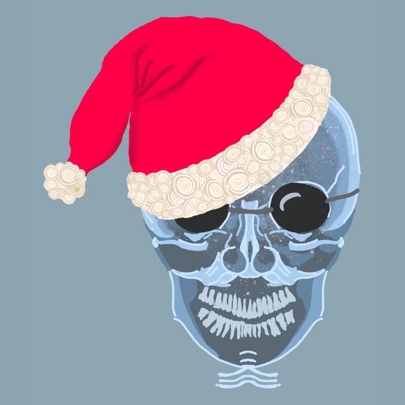 X-ray skull Santa hat, drawing