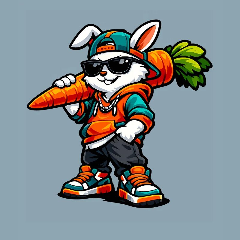 Funny Easter Bunny with Carrot Rabbit