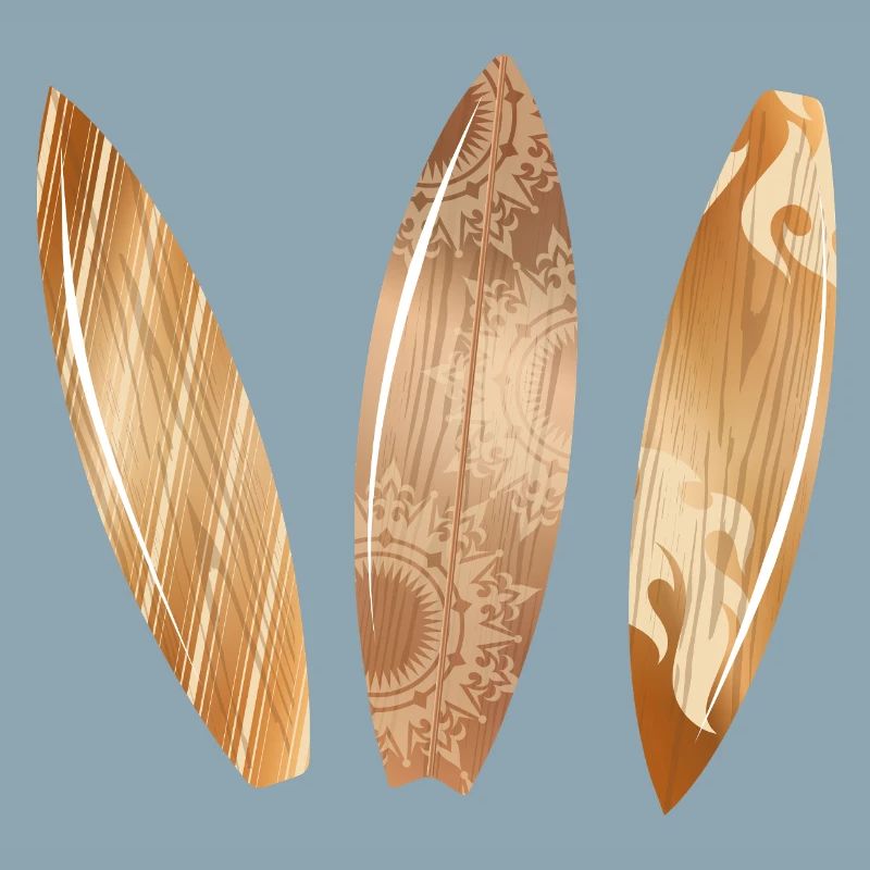 Planches de surf aspect bois dans un style rétro