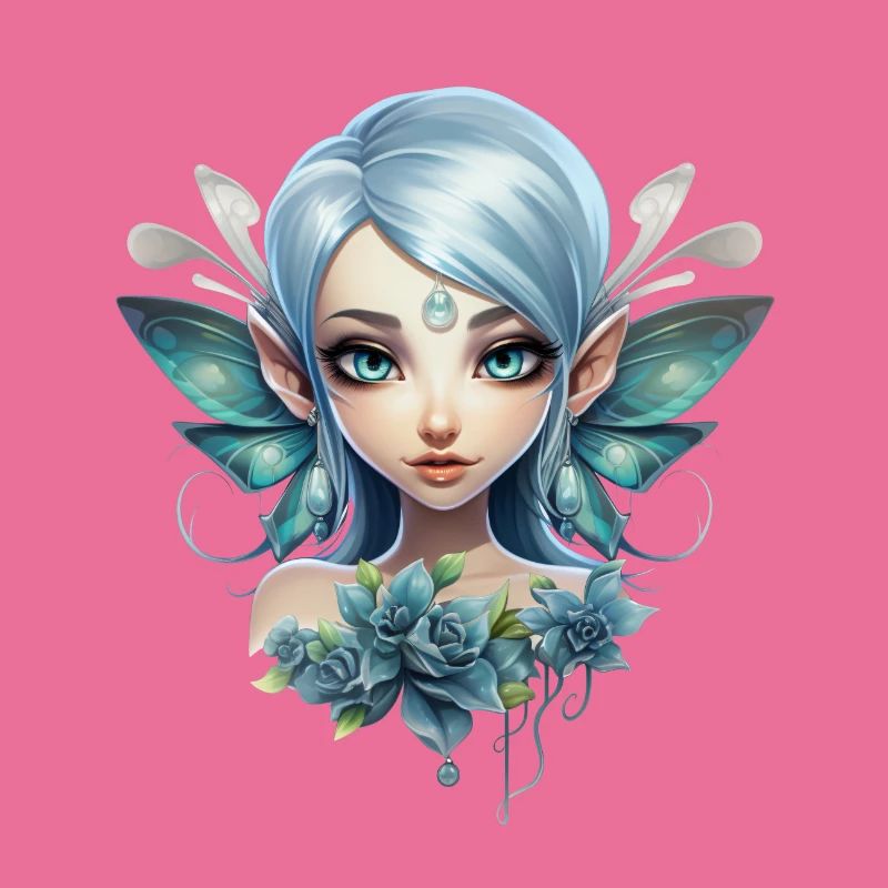 Blumen Fee mit Edelstein – Fantasy Design