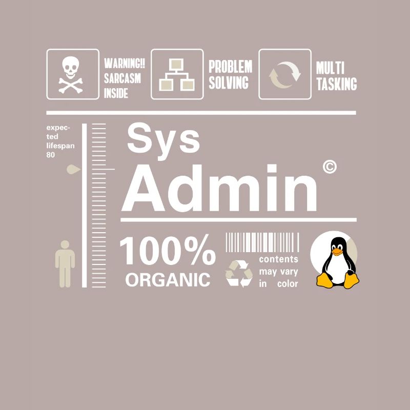 Sys Admin Penguin Computer Nerd pc Board cpu inh