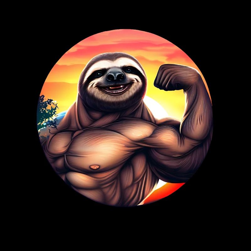 Muscular sloth in sunset