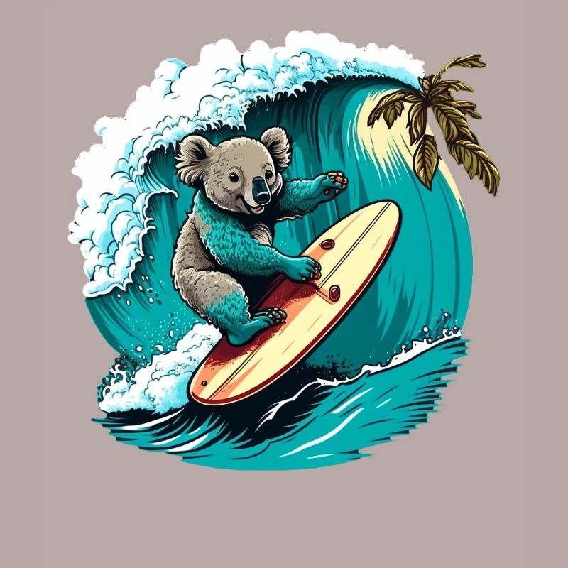 Koala s’amuse à surfer