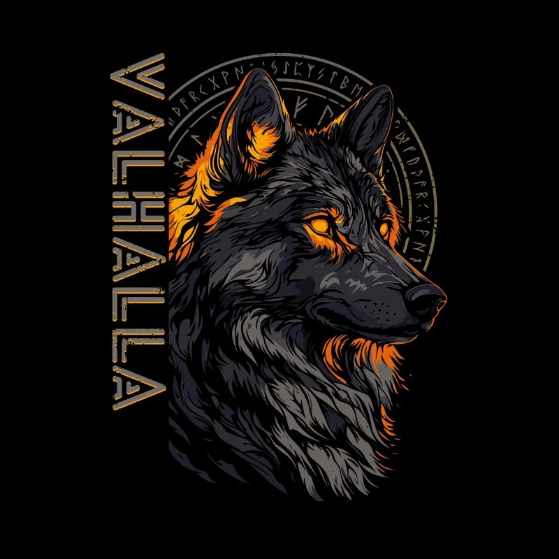 Wikinger Wolf Vegvisir Runen Symbol Walhalla