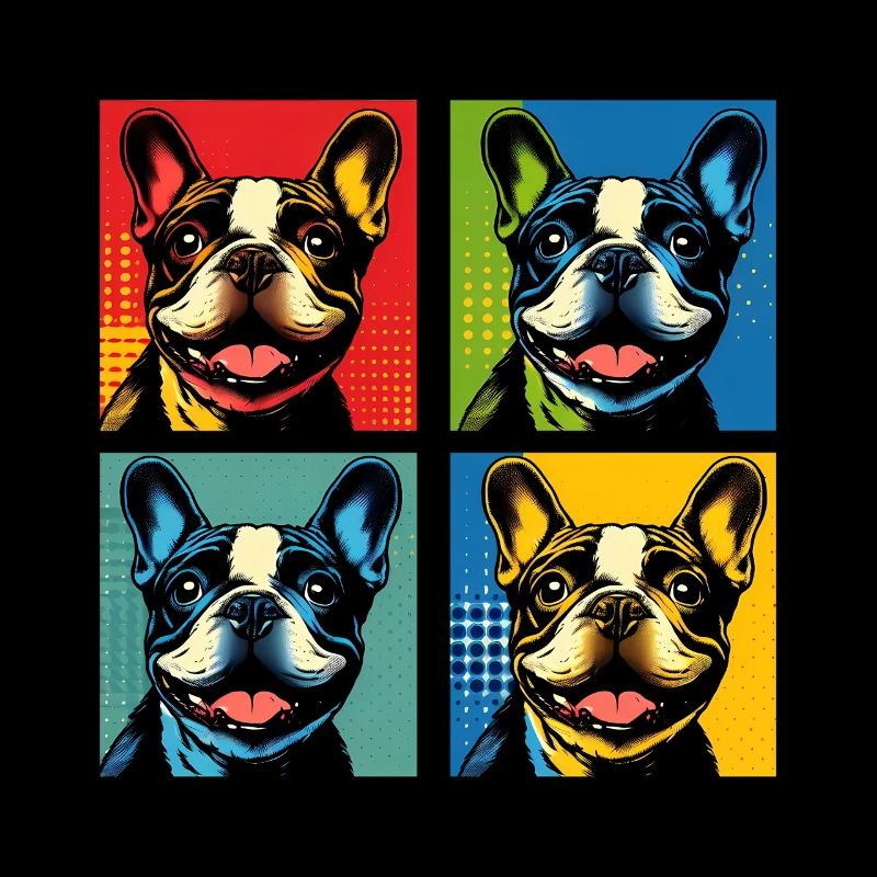 Frenchie Pop Art Bubbles, Pancake, Chonk, Nibbles