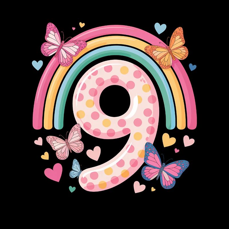 Regenbogen Schmetterling 9. Geburtstag Mädchen