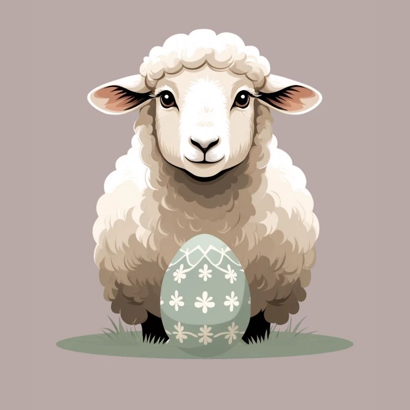 Cuddly lamb with Easter egg