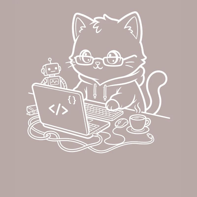 Coder Kawaii Katze Programmierer