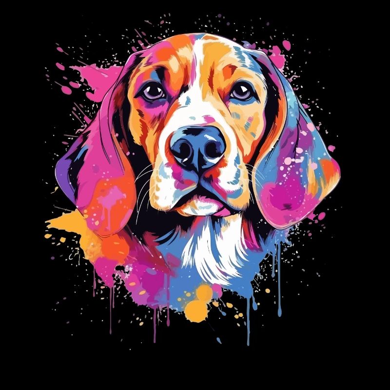 Farbenfrohe Splash-Art-Beagle-Hund