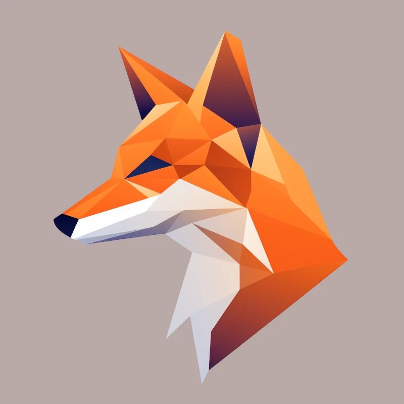 Fox Head Low Poly Logo Design