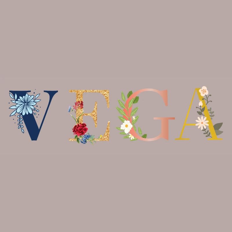 Art du nom VIGA avec fleurs brodées