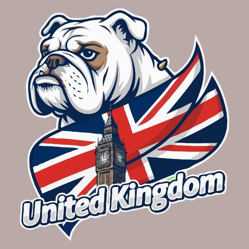 Bouledogue avec drapeau britannique et Big Ben