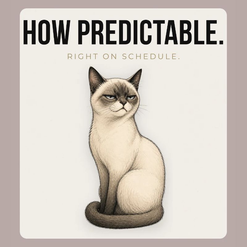 HOW PREDICTABLE. Noble Cat Sarcastic Meme Design