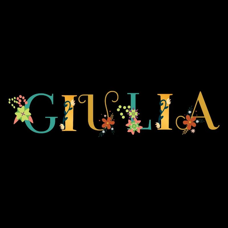Art du nom GIULIA avec des fleurs brodées