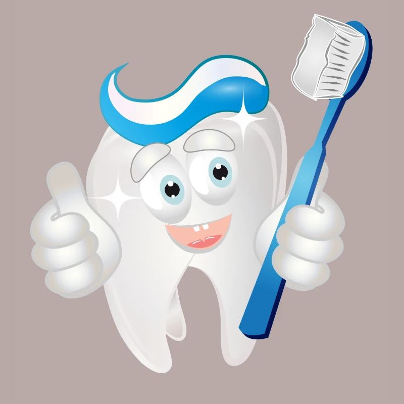 radiant white tooth with toothpaste as a comic
