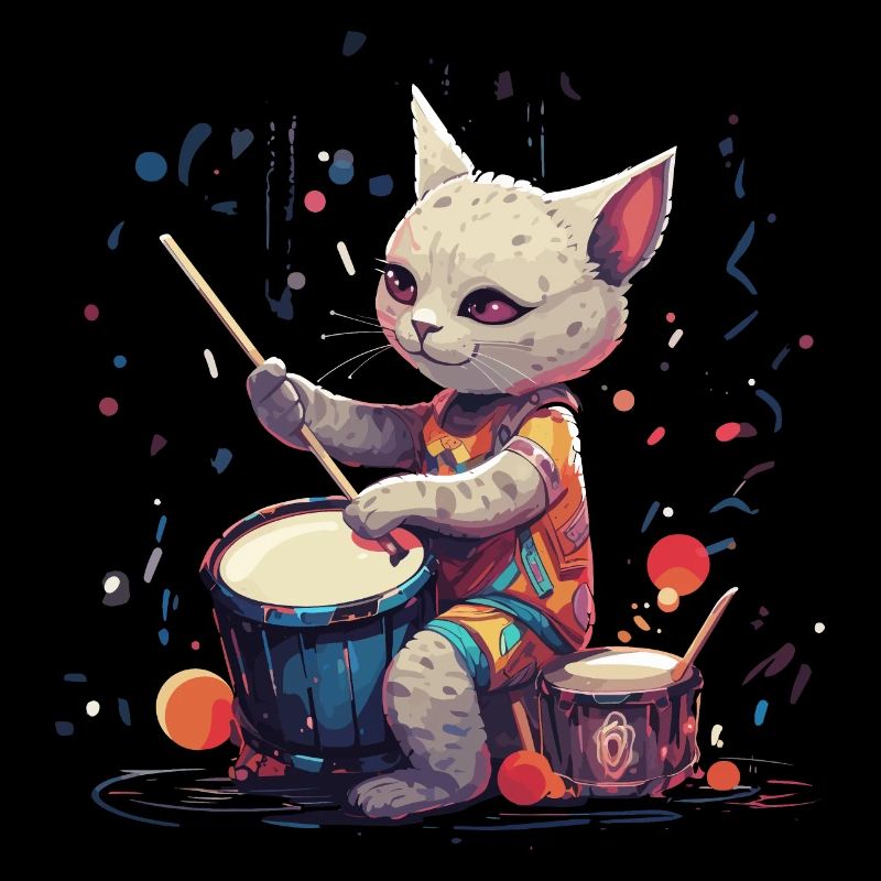 Cat Drummer Musique Drums Mau égyptien