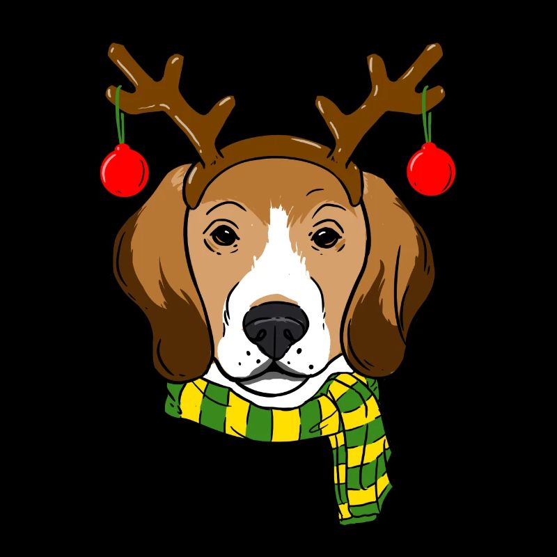 Beagle Noël Renne Cornes Chien Amant Noël
