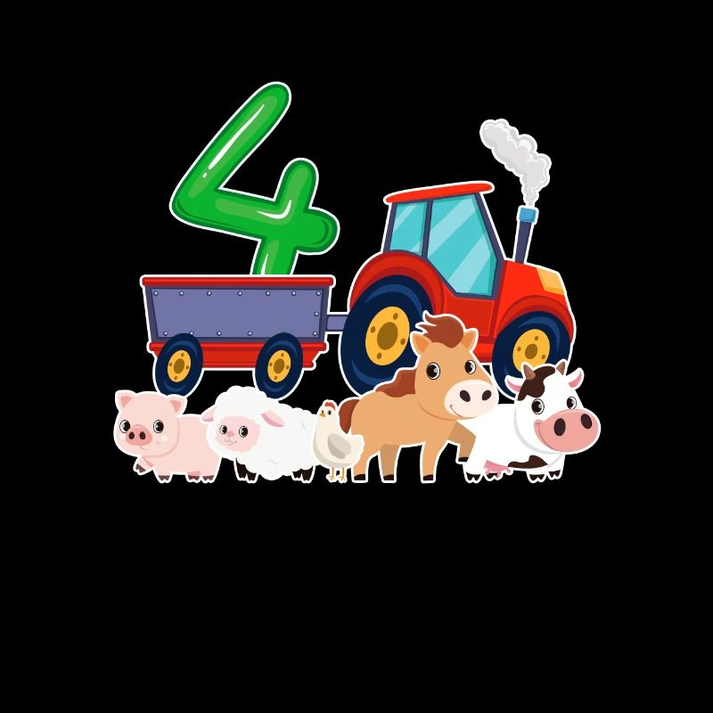 Traktor Bauernhof 4 Jahre Geburtstag Geschenk vier