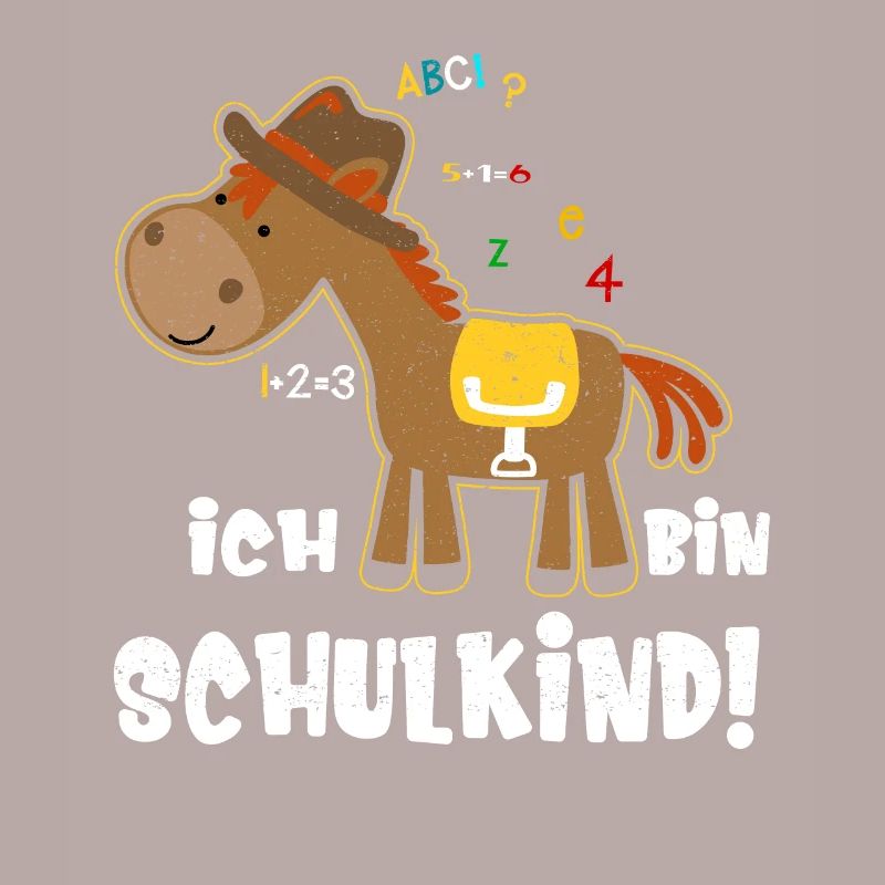 Ich bin Schulkind Einschulung Spruch mit Pferd