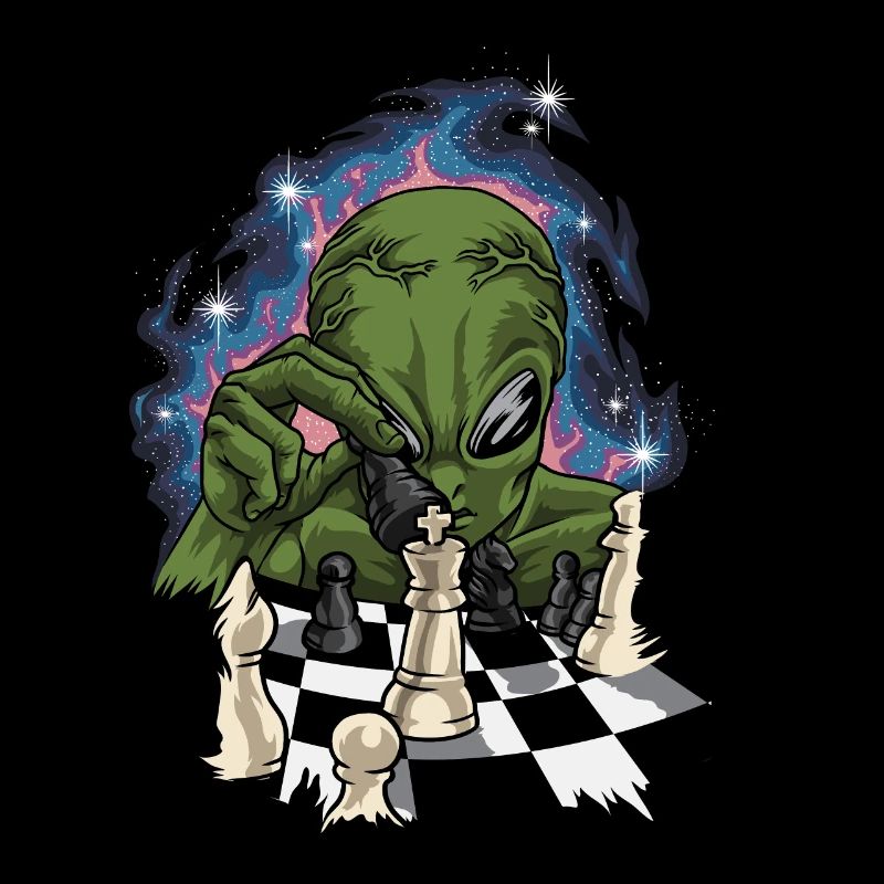 Green Alien With Chessboard - Chess