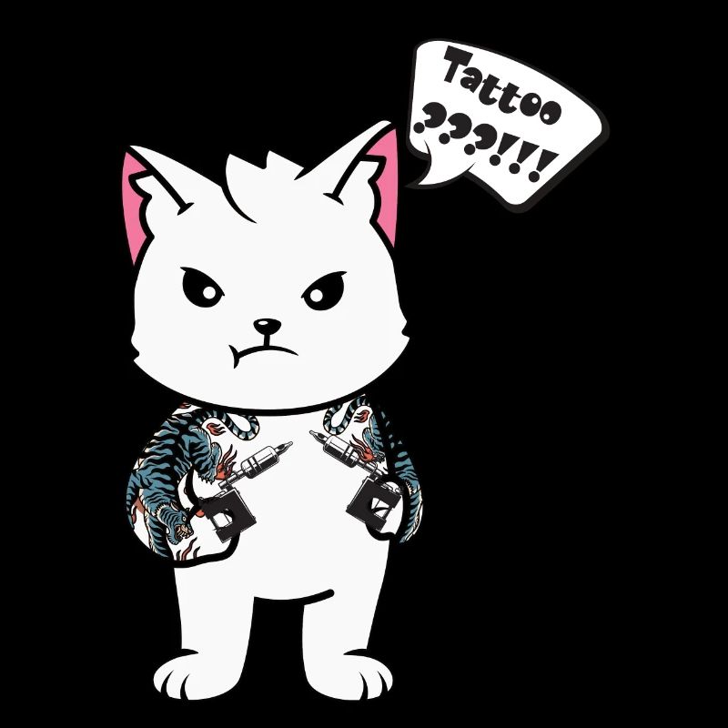 Tattoo Katze mit Tätowiermaschine