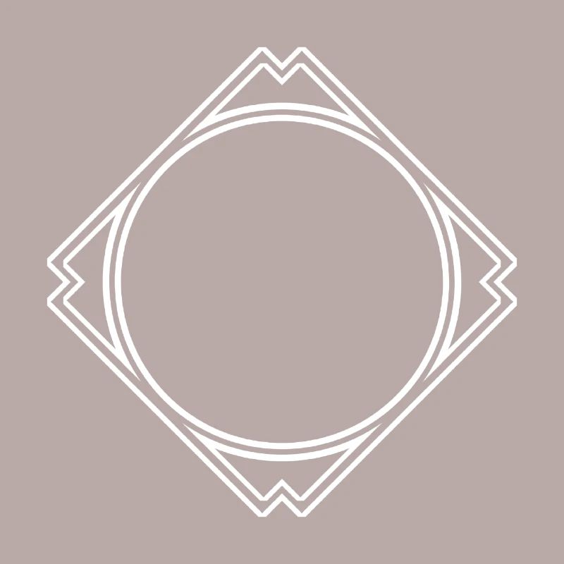 White circle in the square frame decoration