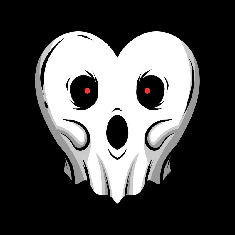Heart Shaped Ghost With Glowing Eyes On Halloween