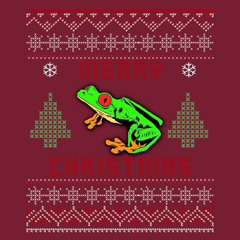 Rotäugiger Baumfrosch Hässlicher Weihnachtspullover Design