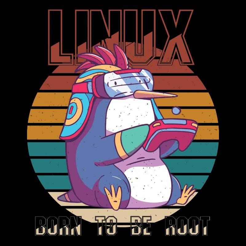Linux Gamer Born To Be Root Cool Penguin Nerd Prog