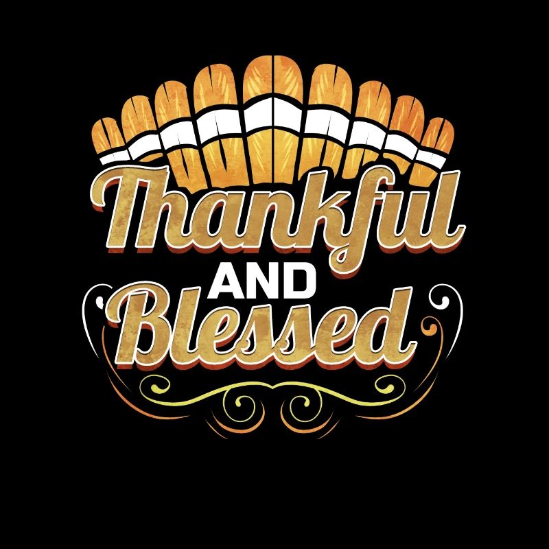 Turkey Feather Logo Thankful and blessed