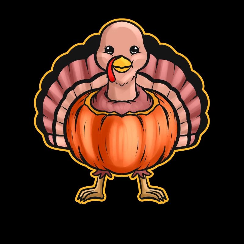 Turkey Stuck In A Pumpkin Stuffing Outside On