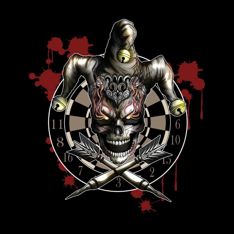 Dartboard Skeleton Flames Darts Player Cadeau