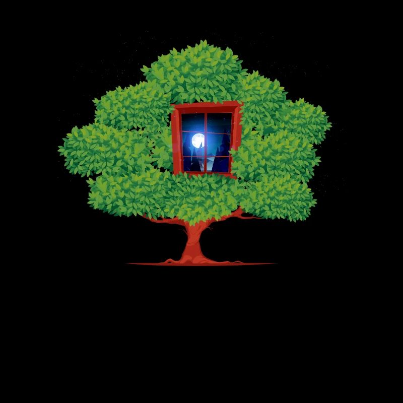 Tree Window Night Abstract