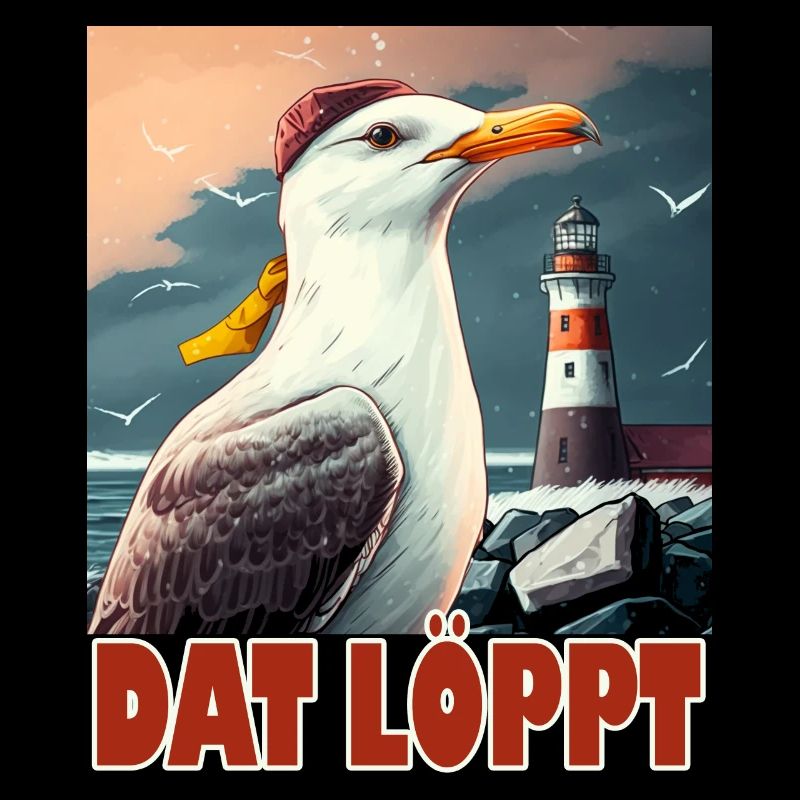 Dat Löppt Möwe Leuchtturm Meer Plattdeutsch Norden