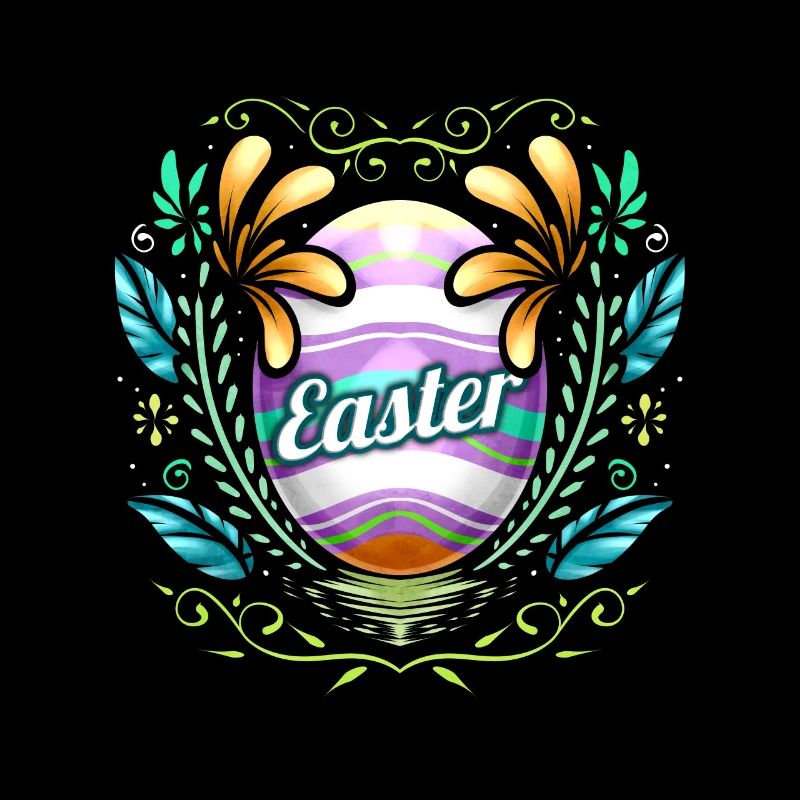 Easter Egg With Ornaments And Feathers on Easter