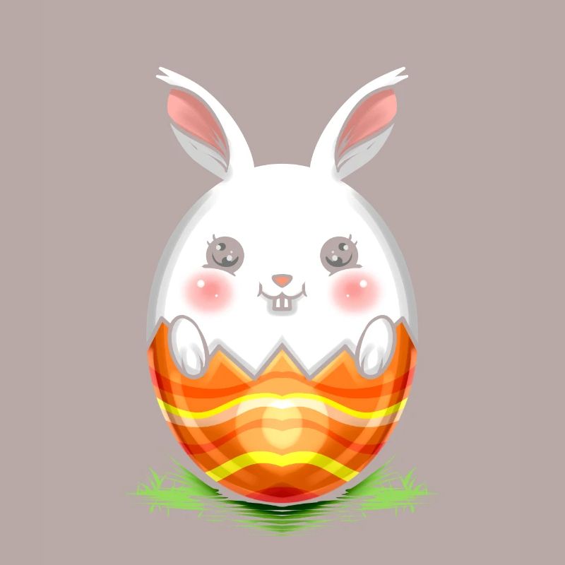 Painted Easter Rabbit Egg On Easter