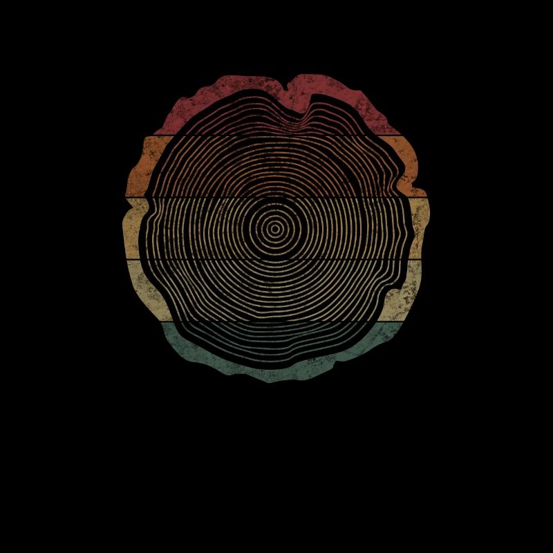 Wood Retro Tree Trunk Cross Section Lumberjack
