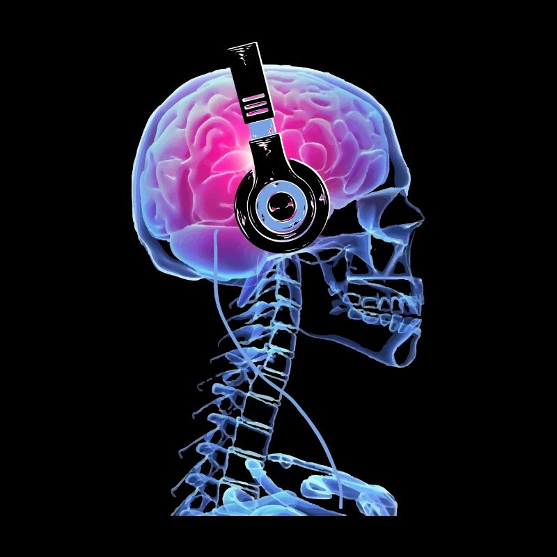 Skull Headphone Music Lover Cool Techno Skeleton