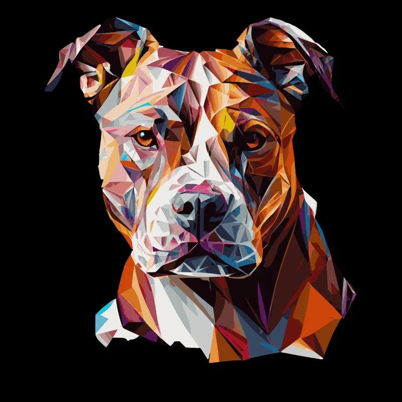 Visage de pitbull géométrique abstrait polygonal chien Bree