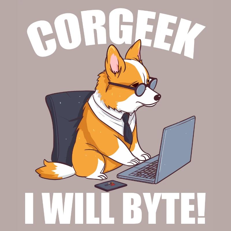 Corgi mit Brille I Will Byte Computerfreak Corgeek